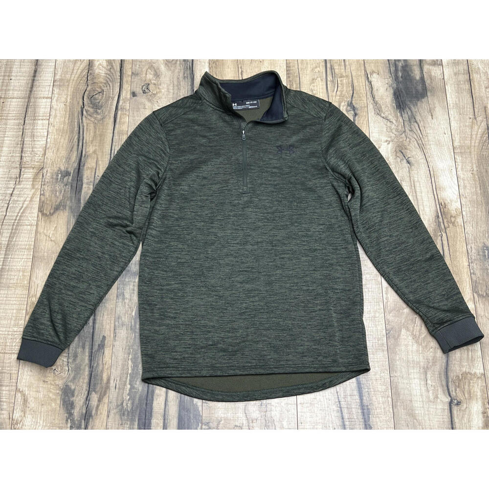 Under Armour Cold Gear 1/4 Zip Sweatshirt Pullover  Mens small Green Space Dye.